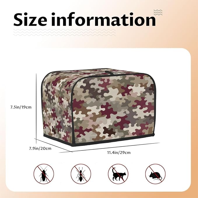 2 Slice Camouflage Abstract Art Toaster Cover Waterproof Dust Fingerprint Bread Machine Cover Washable Kitchen Appliance Protector For Home Kitchen Bakeware Table Decor Women Gifts