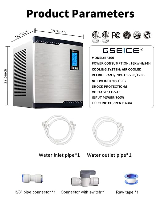 Commercial Ice Maker Machine Head Only, 450lbs/24H ETL Commercial Ice Maker with Self-Cleaning, DOE&CEC Energy-efficient,48 Hours Timer, Stainless Steel Ice Maker for Restaurant Bar Cafe Hotel