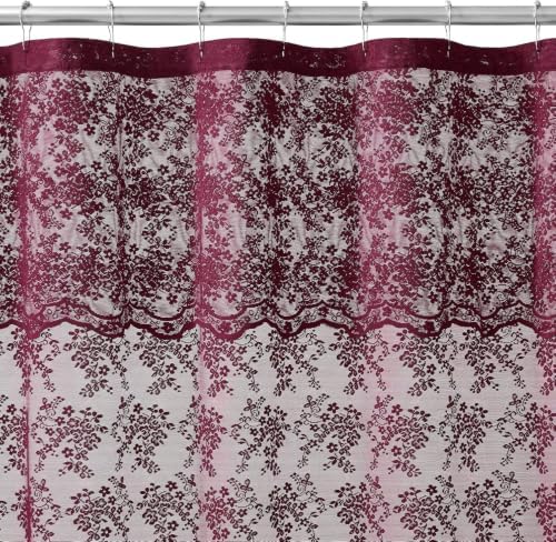 YJ YANJUN Burgundy Lace Stall Shower Curtain 36 x 72 Inch, Vintage Floral