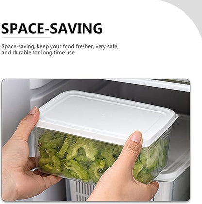 MAGICLULU Double Refrigerator Organizer Box Multifunctional Fridge Food Container for Fruits Vegetables Snacks Keeps Food Fresh Neat Tidy for Home Kitchen Storage