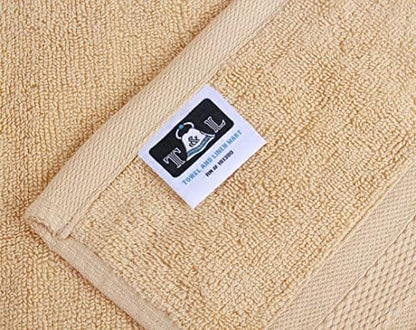 Towel and Linen Mart 4 Pieces Bath Towel Sets - Beige - Soft Feel Luxurious,Quick Dry, Extra Absorbent, 100% Ring Spun Cotton 600 GSM (27 x 54)