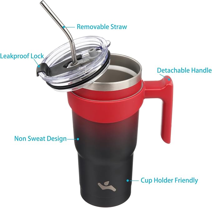 Konokyo 20 oz Tumbler with Handle and 2 Straw 2 Lid, Insulated Water Bottle Stainless Steel Vacuum Cup Reusable Travel Mug,Mystic Moon