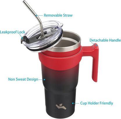 Konokyo 20 oz Tumbler with Handle and 2 Straw 2 Lid, Insulated Water Bottle Stainless Steel Vacuum Cup Reusable Travel Mug,Mystic Moon