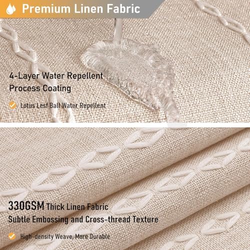 BTTN 54 x 72 Boho Linen Heavy Duty Cloth Shower Curtain Set, Tan/Taupe