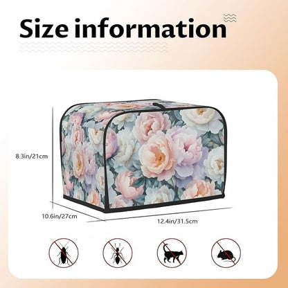Watercolor Flower Floral Toaster Cover 4 Slice Wide Slot Washable Kitchen Appliance Covers Fingerprint Bread Machine Dust Cover Small Toaster Oven Accessories Covers Bread Maker Bag Women Gift