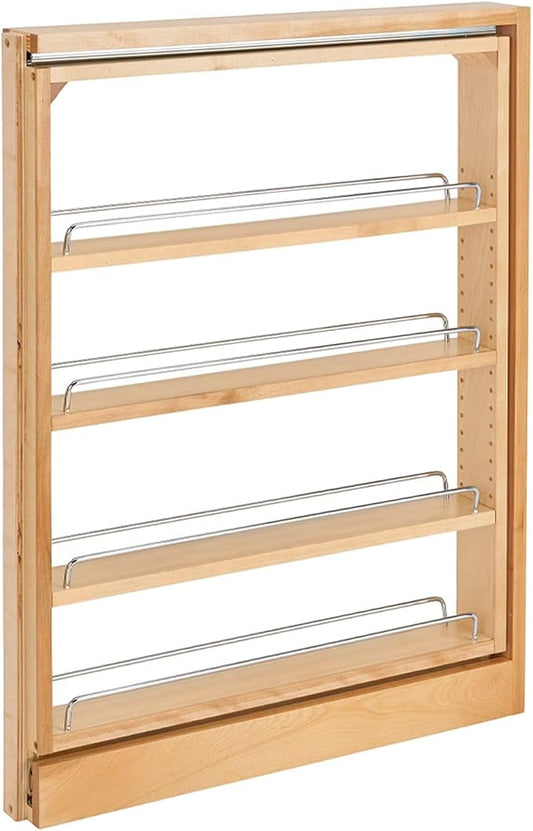 Rev-A-Shelf 432-BF-3C 3" Wood Base Cabinet Pullout Filler Organizer with Adjustable Shelves