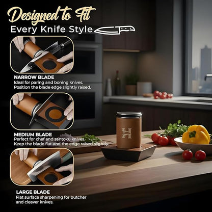 4 Angles High Carbon Stainless Steel Rolling Knife Sharpener with 400, 1000 & 3000 Replacement Discs - Blunt Knife Sharpening Kit with 15°, 18°, 20°, and 22° Sharpening for Kitchen & Chef's Knives