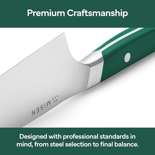 Misen 7.5" Santoku Knife - High Carbon Stainless Steel - Classic Japanese Chef Knife Design for Cutting, Slicing, and Chopping - Razor Sharp Japanese Style Kitchen Knife - Green