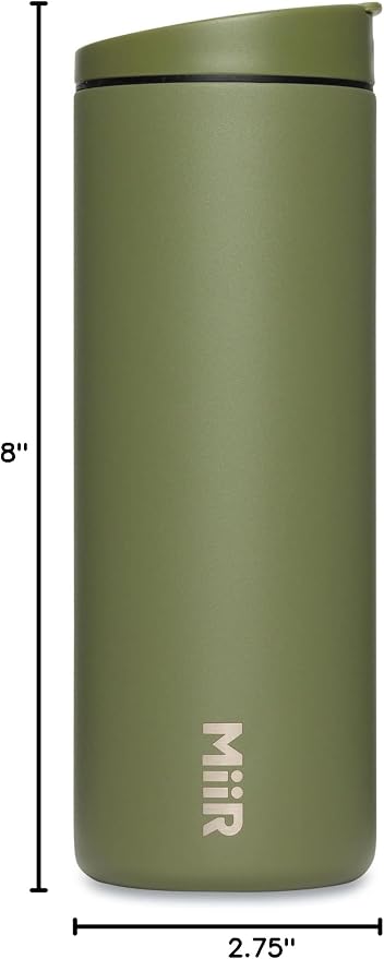 MiiR Flip Traveler 16oz | Double-Wall Vacuum Insulated with Flip Lid, BPA-Free Stainless Steel Construction, Insulated Tumbler for Hot or Cold Drinks
