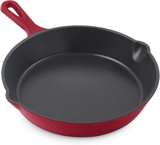 DASH Zakarian x Nonstick Cast Iron Skillet - Versatile Frying Pan Cookware - Oven-Safe Searing Skillet with Pour Spout and Quick-Clean Surface - Rust-Resistant - Cranberry, 7.5-Inch