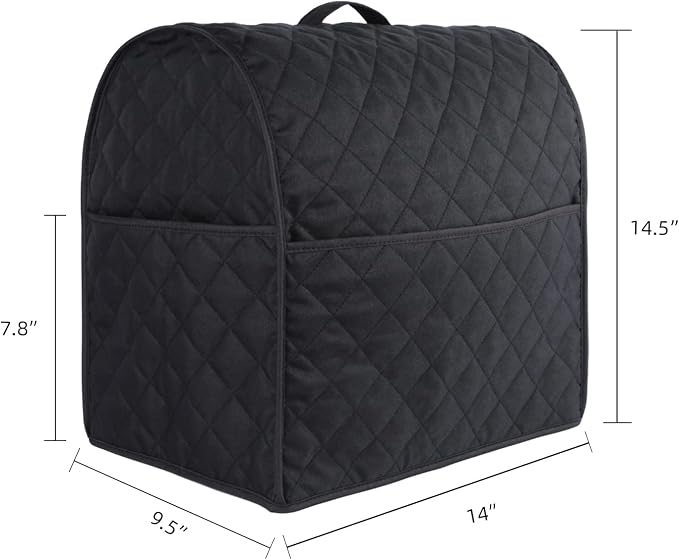 Stand Mixer Cover compatible with Kitchenaid Mixer, Fits All Tilt Head & Bowl Lift Models with 3 Organizer Bag for Accessories.with Handle Waterproof.Easy Cleaning(Black,For Tilt Head 4.5-5 Quart)