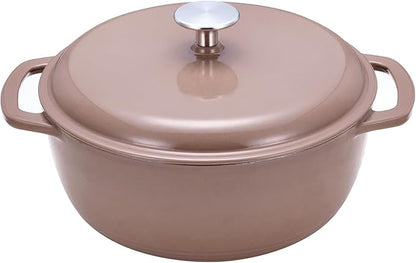 Amazon Basics Cast Iron Dutch Oven Pot with Lid, Enameled, Dual Handles, Heavy-Duty, Small, 4.3-Quart, Clay