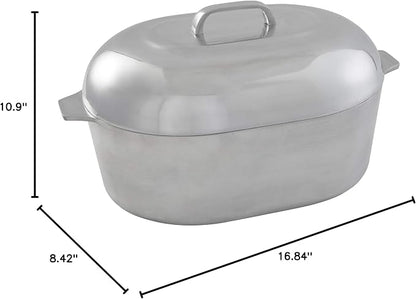 IMUSA USA Heavy Duty Cajun Oval Aluminum Roaster 15, Silver