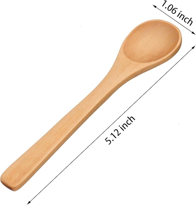 Boao 30 Pcs Small Wooden Spoons, 5.12'' L Mini Wood Spoons for Soup, Little Tiny Honey Teaspoons Bulk for Stirring Coffee Tea Jars Sugar Seasoning Oil Kitchen Supplies (Raw Lacquer)