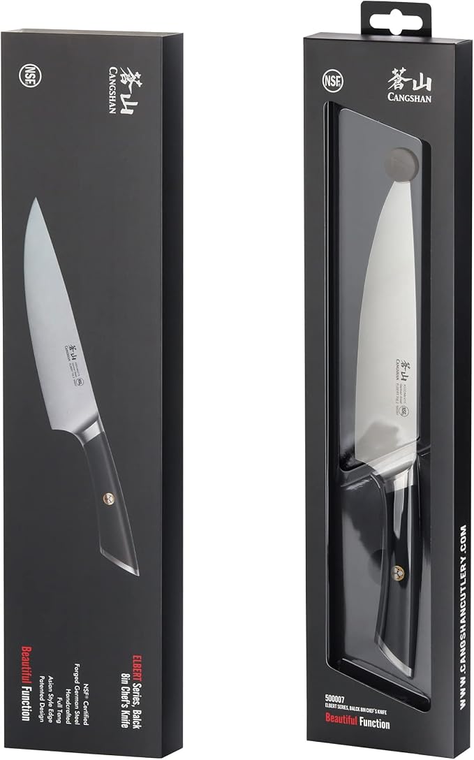 Cangshan ELBERT Series German Steel Forged Chef's Knives (Black, 8-Inch)
