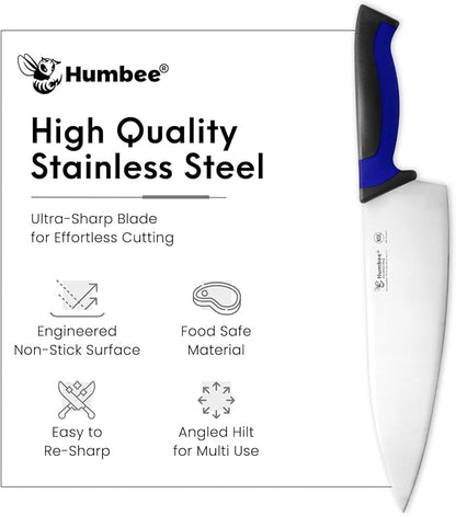 10-Inch Chef Knife, NSF Certified Razor-Sharp High Carbon Stainless Steel Blade – Ergonomic Color Coded Handle, Non-Slip Grip Kitchen Knife, DT-10 Series, Blue