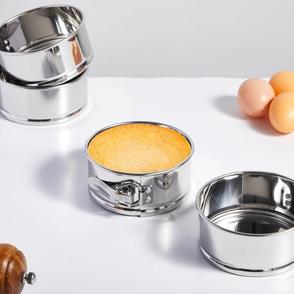 Funnymoom 4 Pack 4 Inch Mini Springform Pan Set, Small Stainless Steel Cheesecake Pan with Removable Bottom Leakproof Nonstick Round Baking Mold for Mini Cheesecakes Pie Pizzas and Quiches Cake