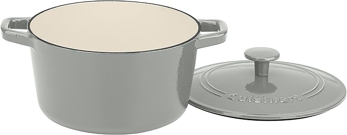 Cuisinart Chef's Classic Enameled Cast Iron Dutch Oven with Lid, Porcelain Enameled Interior, Oven Safe, Induction Compatible, 3-Quart, Round, Tea Grey