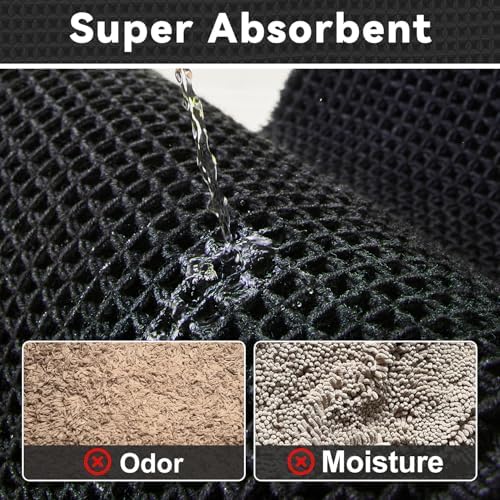 Triohero Black Waffle Runner Rug Bathroom, Long Boho Bath Mat, 24x72