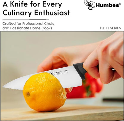 8 Inch Professional Chef Knife with Ergonomic Handle – NSF Certified Stainless Steel Kitchen Knife, Serrated Wave Teeth, Durable and Sharp Blade, DT 11 Series, Black