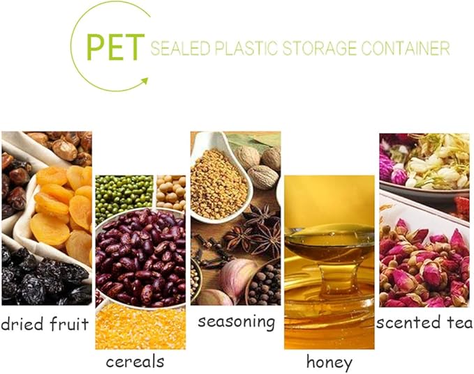 15 Pack 6oz Clear Plastic Jars Wide-mouth Storage Containers,Refillable Empty Containers for Dry Food,Dried Fruit,Seasoning and Honey Storage