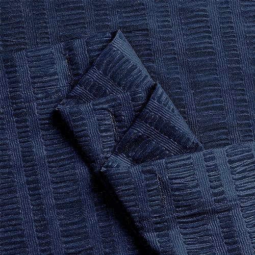 Aiyufeng Moga Navy Blue Fabric Shower Curtains for Bathroom - Blue Hotel Spa Polyester Cloth Bath Curtain with 12 Holes, 72x72, Machine Washable, Navy Blue