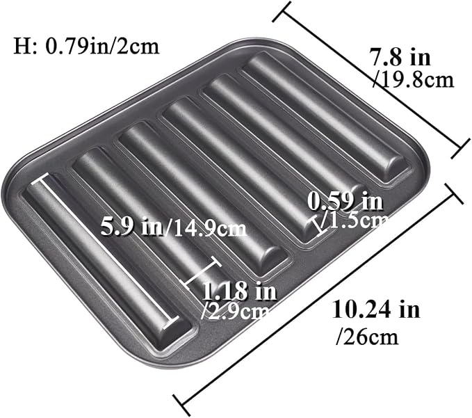 6 Cup Financier Cake Baking Pan Breadstick Biscotti Ladyfinger Donut Cookie Cornbread Stick Mini Bread Loaf Baguette Nonstick Small Muffin Cupcake Madeleine Tin Tray Mold