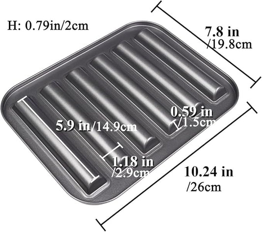 6 Cup Financier Cake Baking Pan Breadstick Biscotti Ladyfinger Donut Cookie Cornbread Stick Mini Bread Loaf Baguette Nonstick Small Muffin Cupcake Madeleine Tin Tray Mold