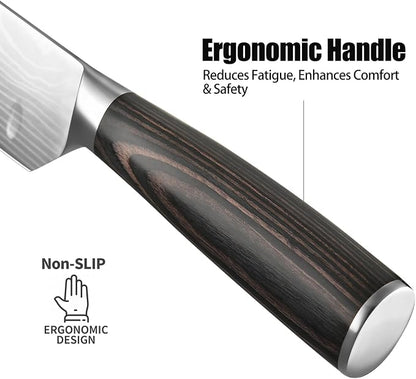 Santoku Knife 7 Inch - Ultra Sharp Japanese Steel Kitchen Knife, All-Purpose Chef Knife with Ergonomic Handle, Perfect for Slicing, Dicing, and Chopping, Luxury Gift Box Included
