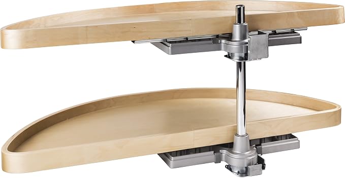 Hardware Resources 38" Blind Corner Cabinet Organizer - UV Coated Finished White Birch Wood Half-Moon Trays - Kitchen Pantry Rotating Racks for Left & Right-Hand Cupboards - Fits 17.5" Cabinet Opening