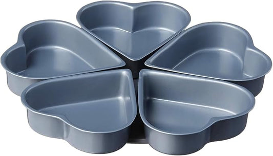 Fox Run Linked Heart Cake Pan, 4-Inch Hearts, Preferred Non-Stick Heat Shaped Cake Pan