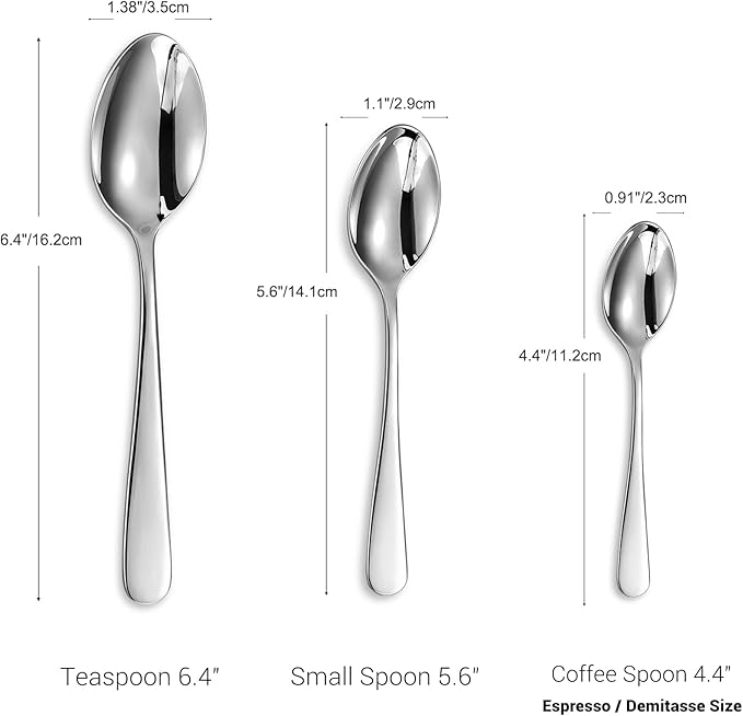 KEAWELL Premium Louise Spoons Set, Set of 4, 18/10 Stainless Steel, Exceptional mirror finish, Dishwasher Safe (5.6" Small Spoon)