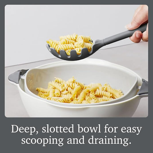 Tovolo Pasta Claw Spaghetti Spoon Scoop Charcoal Gray Silicone Pasta Spoon with Teeth, BPA Free Silicone Pasta Fork for Serving Spaghetti Linguine and Noodles, Heat Safe Pasta Serving Spoon