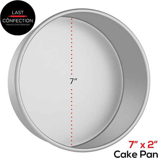 Last Confection 7" x 2" Round Cake Pan, Anodized Aluminum Cake Pan Baking Tin Mold, Professional Bakeware