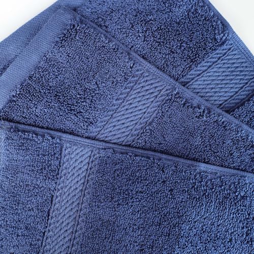 SUPERIOR Egyptian Cotton Pile Plush Bath Sheet, 2 Piece Set, Navy Blue