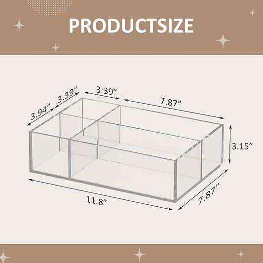 Clear Coffee Station Accessories Organizer, Countertop Acrylic Coffee Bar Tray for Coffee, Tea Bags, Condiments, Cups, Jars