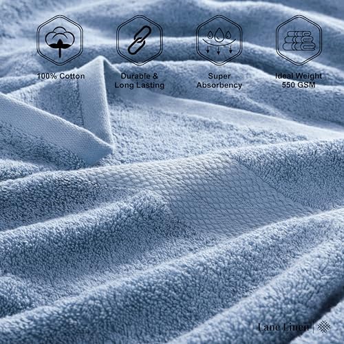 LANE LINEN Towel Set Soft Absorbent Quick Dry 100% Cotton 4 Piece - Allure