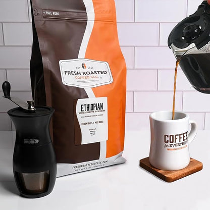 Fresh Roasted Coffee, Ethiopian Yirgacheffe Kochere, 5 lb (80 oz), Medium Roast, Kosher, Ground
