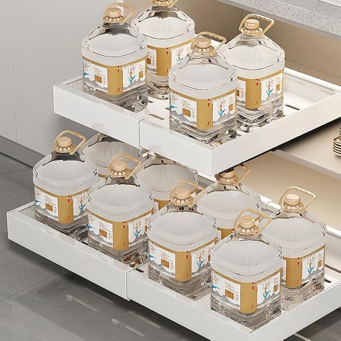 Pull out cabinet organizer - slide out drawers for kitchen cabinets, helps to store items neatly in the cabinet with drawers & pantry shelves instead of all over the counter. (Large)