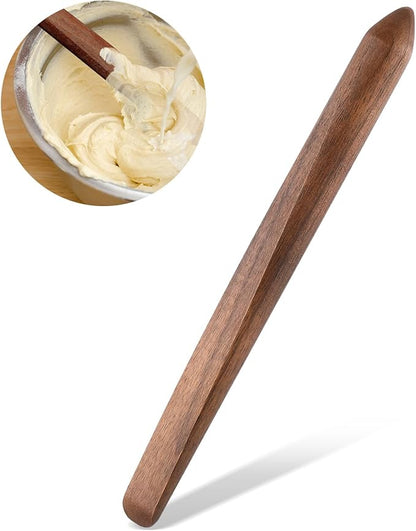 11 Inch Wooden Sourdough Bread Mixing Stir Stick Spurtle Wooden Sourdough Bread Making Tools Paddle Stirring Stick for Kitchen Cooking (Walnut)