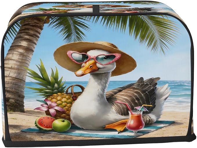 Beach Animal Toaster Cover 4 Slice Wide Slot Washable Toaster Covers | Summer Goose Dust and Fingerprint Protection Bread Maker Covers for Kitchen Accessories Decor Bakeware Women Gift
