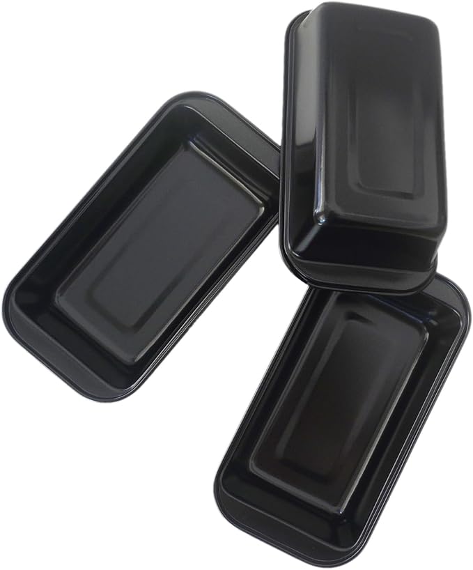 Mini Loaf Pans, 6" x 3.3" Nonstick Carbon Steel Bread Pan, Rectangle Loaf Baking Cake Tin for Small Banana Bread, Meatloaf, Sourdough, Brownies - Set of 4, Black