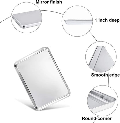 TeamFar Toaster Oven Pan Tray with Cooling Rack, 10.4''x 8.1''x1'', Stainless Steel Toaster Ovenware Pan, Healthy & Non Toxic, Rust Free & Easy Clean - Dishwasher Safe