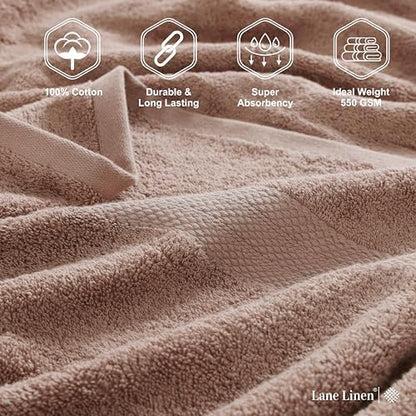 LANE LINEN Large Bath Sheet Set Oversized Soft Absorbent Quick Dry - Taupe