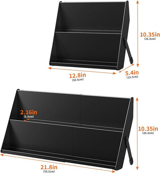 Spice Rack Organizer for Cabinet, 12.8 to 21.8in Expandable Spice Rack, Metal 2 in 1 Spice Drawer Organizer Spice Shelf for Kitchen Countertop Cabinet Drawer, Fits Jars ≤2.1in(Jars Not Included)