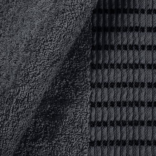 BELIZZI HOME Ultra Soft 3 Pack Cotton Towel Set, Contains a Bath Towels 28x55 inch, a Hand Towels 16x24 inch & a Wash Cloths 12x12 inch, Ideal Everyday use, Compact & Lightweight - Charcoal Grey