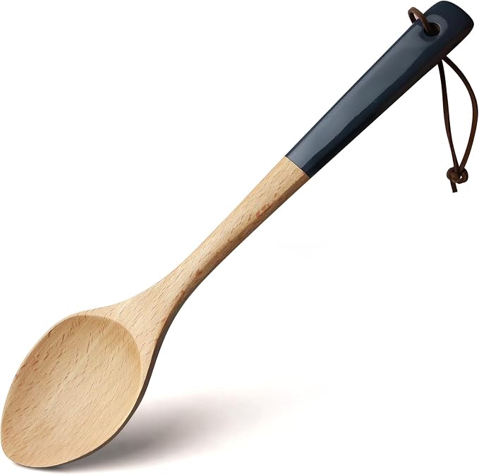 AOOSY Large Wooden Cooking Spoons for Kitchen, 12 Inch Natural Wood Spoons with Heat Resistant & Scratch-Free Design for Mixing, Baking, Serving Nonstick Cookware