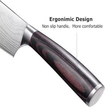 Nakiri Kitchen Knife 7" - Super Sharp Vegetable Knife, High Carbon Stainless Steel Meat & Veggie Cleaver with Gift Box, Ergonomic Non-slip Handle, Ideal Housewarming Gift