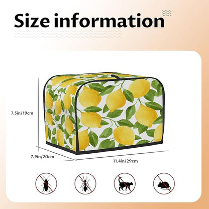 2 Slice Fruit Lemons Tropical Toaster Cover Waterproof Dust Fingerprint Bread Machine Cover Washable Kitchen Appliance Protector For Home Kitchen Bakeware Table Decor Women Gifts