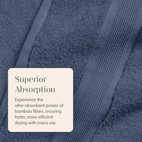 Springtree Home Luxury Bamboo Rayon Bath Towel Set | 4-Pack | French Blue